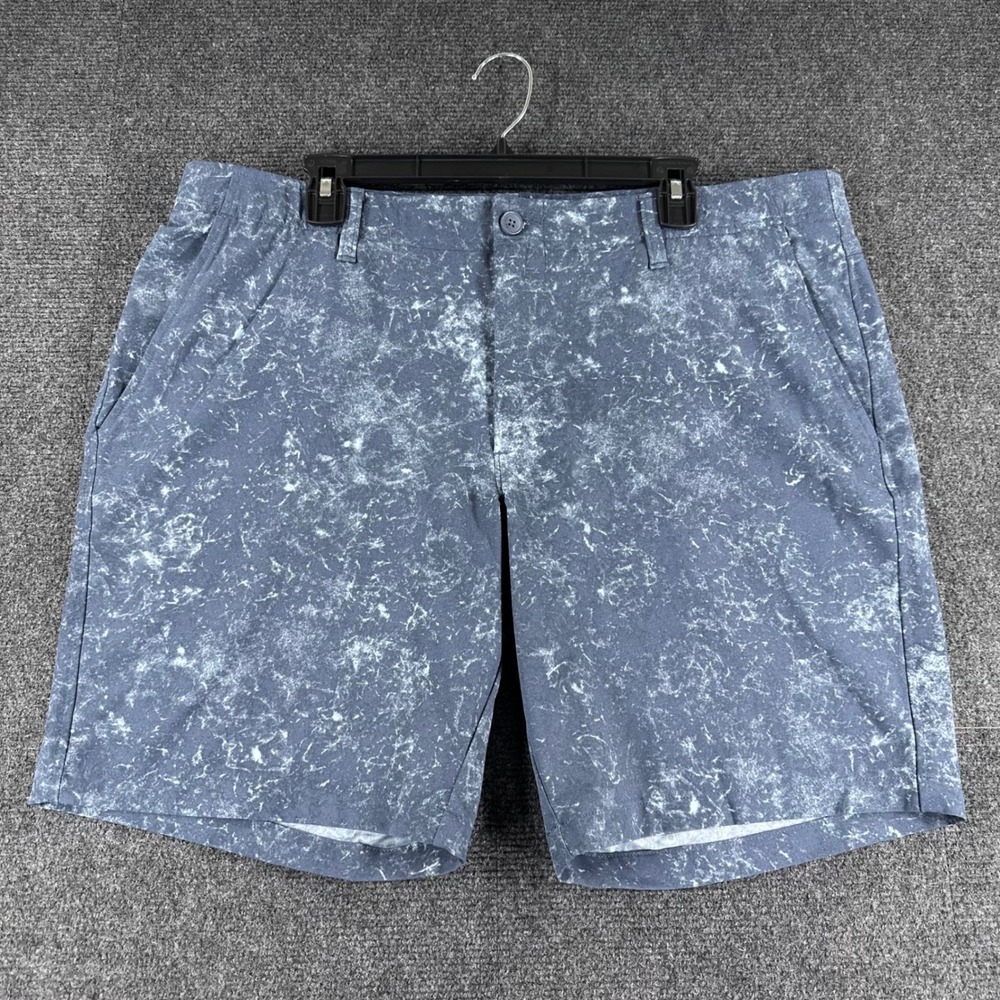 Under Armour Golf Shorts Mens 40 Blue Acid Wash Marble Print Performance